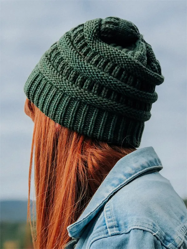 Product Knitted wool-blend green cap Image